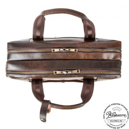 Кожаная мужская сумка-рюкзак "Генри" (коричневый эксклюзив)